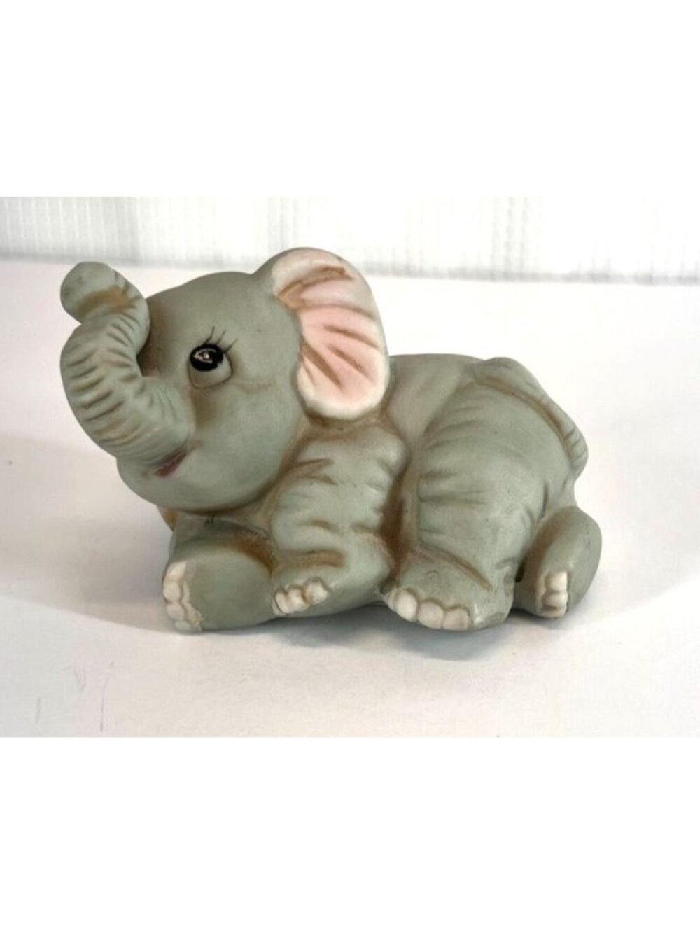 Vintage Homco Ceramic Baby Elephant Laying Down Figurine #1400 Retired